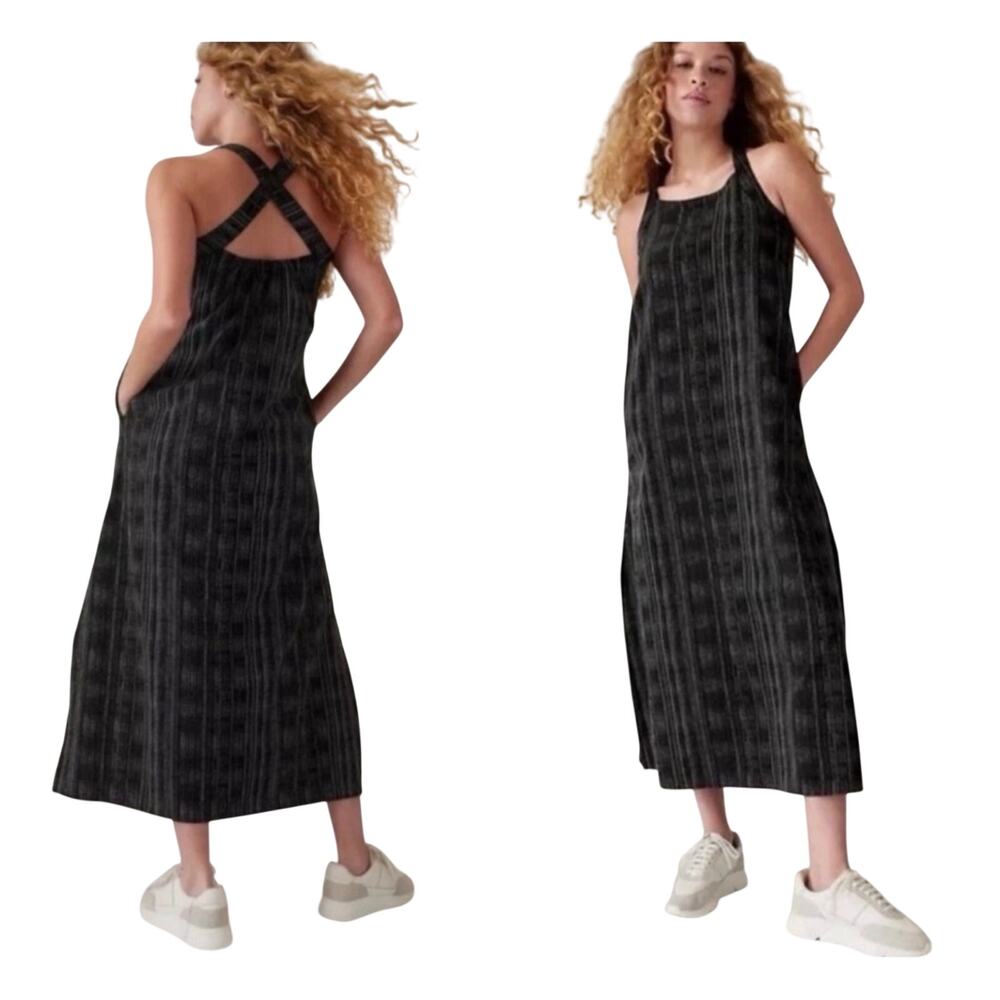 Athleta Black Stripe Maxi Dress